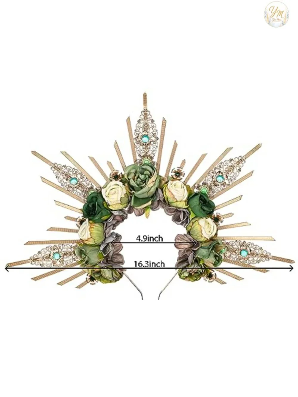 Green Halo Crown Flower Headpiece Women Renaissance Cosplay